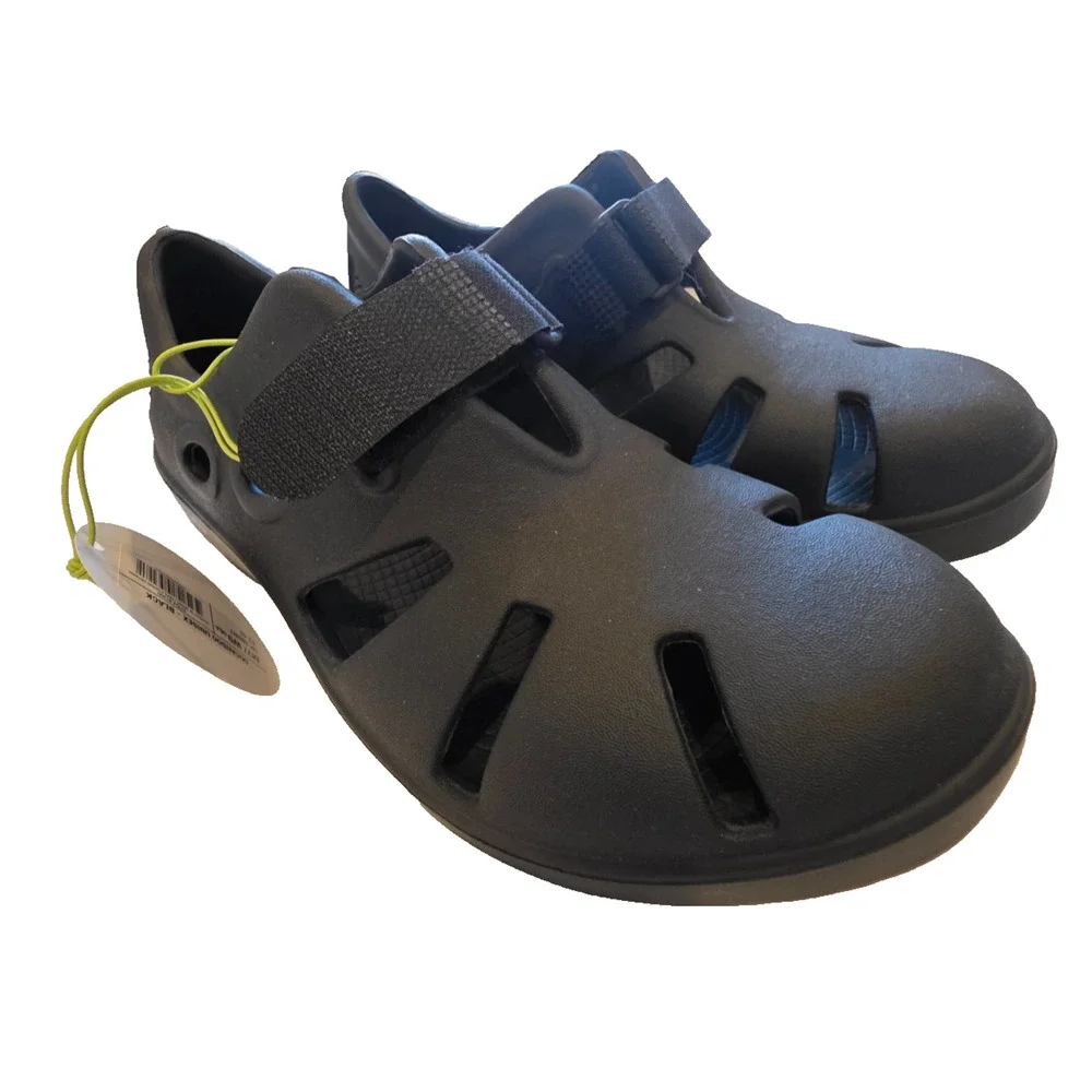 OOFOS OOahh Sport Flex Clogs Unisex M7/W9 Black Recovery Shoes Adjustable Strap